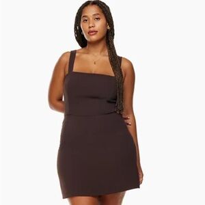Wilfred Brown A-line Mini Dress Square Neck Sleeveless